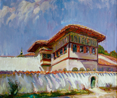 Painting titled "Castle" by Leonid Pavlenko, Original Artwork, Oil Mounted on Wood Stretcher frame
