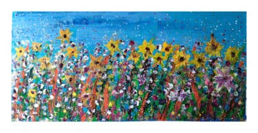 제목이 "Fleurs jaunes"인 미술작품 Myriam Carbonnier로, 원작, 아크릴