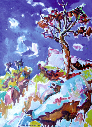 Malarstwo zatytułowany „In the mountains” autorstwa Leonid Pavlenko, Oryginalna praca, Olej Zamontowany na Drewniana rama no…