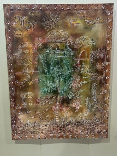 Sculpture titled "Rhythms of the Vill…" by Mogi Mamta, Original Artwork, Acrylic