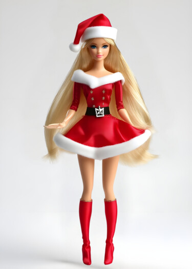 Digital Arts titled "Christmas Barbie Do…" by Chun Yu Guan, Original Artwork, AI generated image Mounted on Cardboard