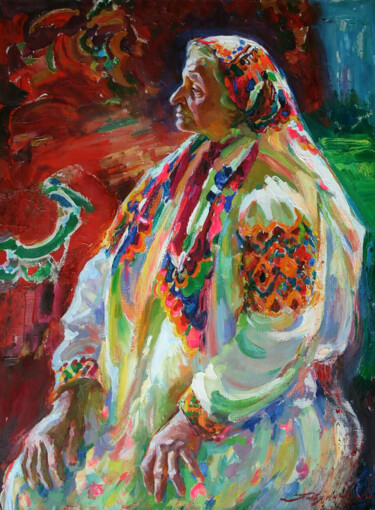 绘画 标题为“In festive clothes” 由Leonid Pavlenko, 原创艺术品, 油 安装在木质担架架上