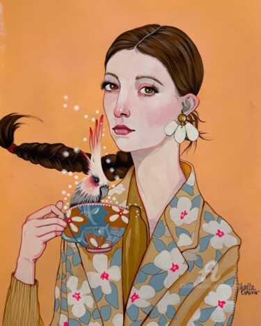 绘画 标题为“Calopsitea time” 由Aurelie Chauvin, 原创艺术品, 丙烯