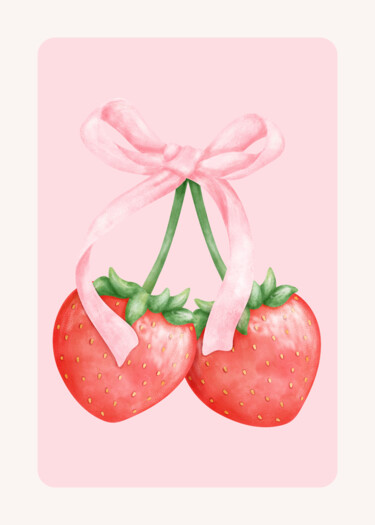 数字艺术 标题为“Strawberry Delight…” 由春宇 关, 原创艺术品, AI生成的图像 安装在纸板上