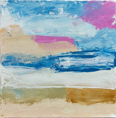 Pastel Abstract Ocean Sunset Wall Art – Beach Acrylic Paint Pittura intitolato "Pastel Abstract Oce…" da Alfina Lumy, Opera d'arte originale, Acrilico