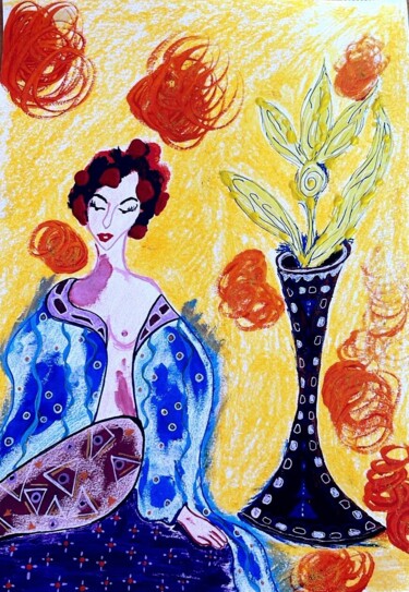 Painting titled "La Geisha" by Nicoletta Franciosa, Original Artwork, Wax