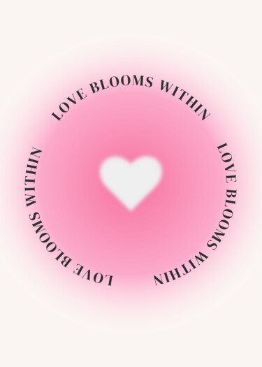Digitale Kunst getiteld "Heartfelt Love Blos…" door Chun Yu Guan, Origineel Kunstwerk, AI gegenereerde afbeelding Gemonteerd…