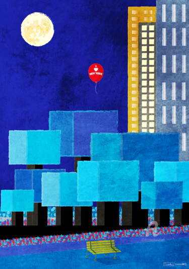 Artes digitais intitulada "un soir sur central…" por Cheese, Obras de arte originais, Trabalho Digital 2D