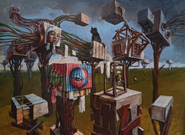 Painting titled "Szmatki" by Artur Endler, Original Artwork, Acrylic Mounted on Wood Stretcher frame