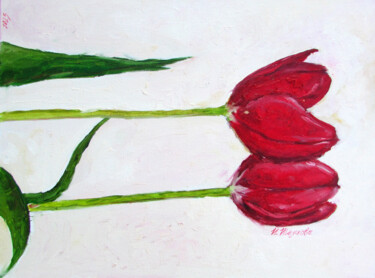 "Tulips Red on white…" başlıklı Tablo Ирина Щелчкова tarafından, Orijinal sanat, Petrol Karton üzerine monte edilmiş