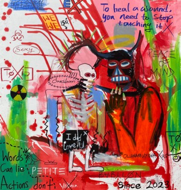 Dated the devil Pittura intitolato "Dated the devil" da Cyril Emmanuel (X the Villain), Opera d'arte originale, Acrilico