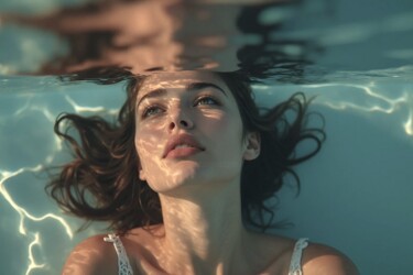 Digital Arts titled "Pool Water" by Vanda Lehel (V A N D E E), Original Artwork, AI generated image
