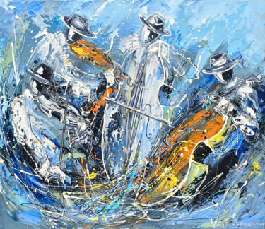 "Symphony in Blue" başlıklı Tablo Marietta Martirosyan tarafından, Orijinal sanat, Petrol Ahşap Sedye çerçevesi üzerine mont…