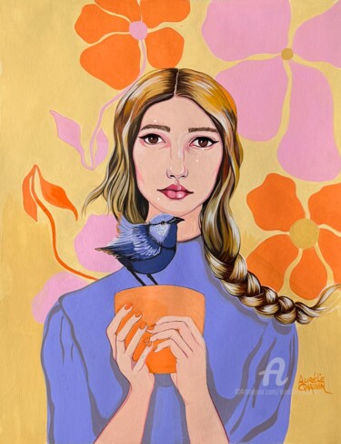 Schilderij getiteld "Une tasse de séréni…" door Aurelie Chauvin, Origineel Kunstwerk, Acryl