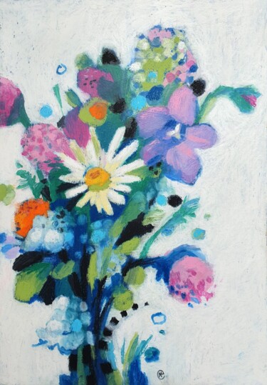 Floral Rhythm, oil pastel Peinture intitulée "Floral Rhythm, oil…" par Ludmila Kuchina, Œuvre d'art originale, Pastel