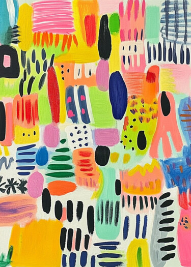 "Vibrant Cityscape A…" başlıklı Dijital Sanat 春宇 关 tarafından, Orijinal sanat, AI tarafından oluşturulan görüntü Karton üzer…