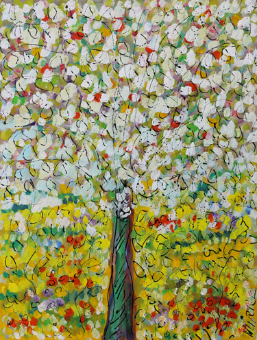 Painting titled "Gouvernance végétale" by Jean Mirre, Original Artwork, Oil