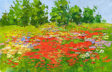 Symphony of Wildflowers Картина под названием "Symphony of Wildflo…" - Hrach Baghdasaryan, Подлинное произведение искусства, Масло Установлен на Дер…