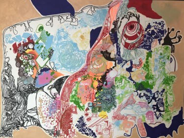 Painting titled "microstructures 2" by Benoit Rondard, Original Artwork, Acrylic Mounted on Wood Stretcher frame