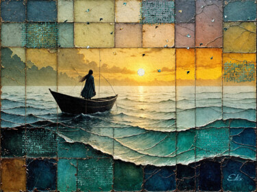 Digitale Kunst getiteld "Among the Waves" door Eilís P., Origineel Kunstwerk, Digitaal Schilderwerk