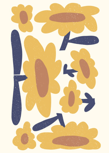 Digitale Kunst getiteld "Floral Harmony - Na…" door Chun Yu Guan, Origineel Kunstwerk, AI gegenereerde afbeelding Gemonteerd…