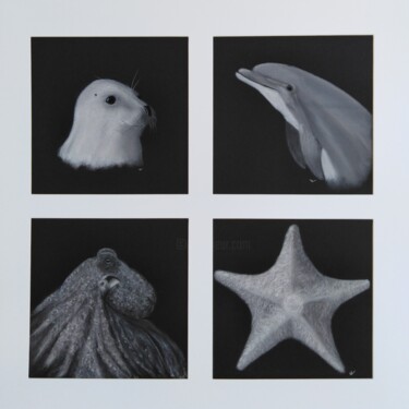 图画 标题为“composition de 4 pa…” 由Véronique Lenfant, 原创艺术品, 粉彩