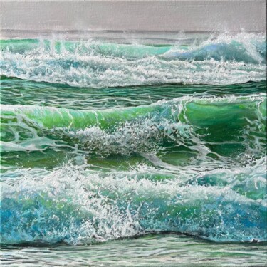 Painting titled "WAVES 2" by Daria Dudochnykova, Original Artwork, Oil