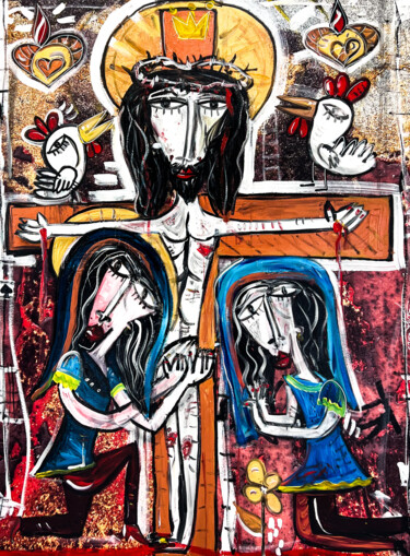 Il Sacro Crocefisso Peinture intitulée "Il Sacro Crocefisso" par Alessandro Siviglia, Œuvre d'art originale, Acrylique Monté sur Châssis en bois