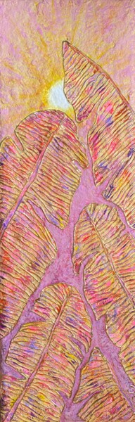 Sunset through the palms 绘画 标题为“Sunset through the…” 由Tiphanie Canada, 原创艺术品, 丙烯 安装在木质担架架上