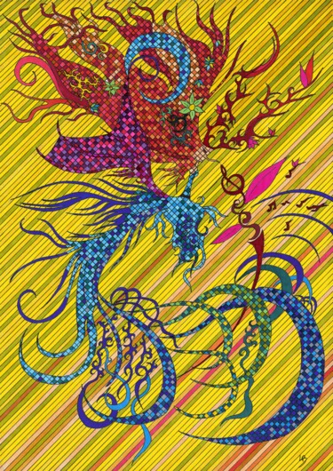L'Air des Sylphes Disegno intitolato "L'Air des Sylphes" da La Plume Dessine, Opera d'arte originale, Pennarello Montato su Altro pannello rig…