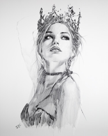 Disegno intitolato "You Shall Be My Que…" da Andros K., Opera d'arte originale, Grafite