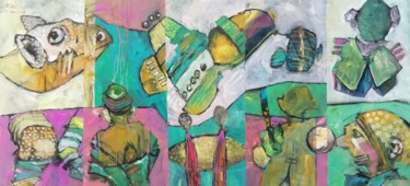 Pintura titulada "Abstract fragments 7" por Francisco Santos, Obra de arte original, Acrílico
