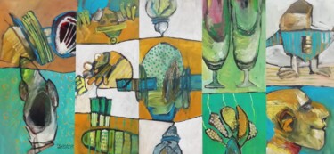 Pittura intitolato "Abstract fragments 9" da Francisco Santos, Opera d'arte originale, Acrilico