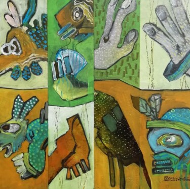 Pintura intitulada "Abstract fragments…" por Francisco Santos, Obras de arte originais, Acrílico