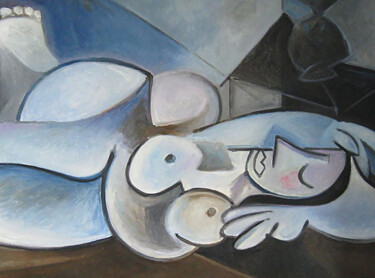 Painting titled "Reclining Nude" by Hou Soon Ming, Original Artwork, Oil