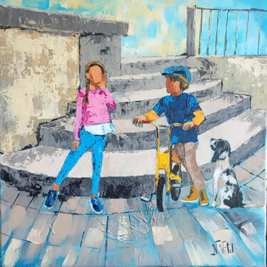 Pintura intitulada "FRERE ET SOEUR!" por Nadine Vitel, Obras de arte originais, Acrílico