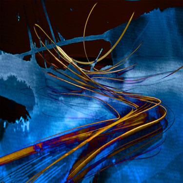 ROUTE DE NUIT Digital Arts titled "ROUTE DE NUIT" by Gérard Esquerre, Original Artwork, Digital Painting Mounted on Wood Stretcher frame