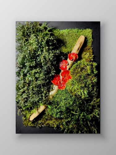 Red mushroom in mossy forest Скульптура под названием "Red mushroom in mos…" - Simona Zorina, Подлинное произведение искусства, Дерево Установлен на карт…