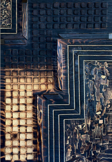 Sculpture intitulée "SUNSET CITY" par Unai Arozena, Œuvre d'art originale, Bois
