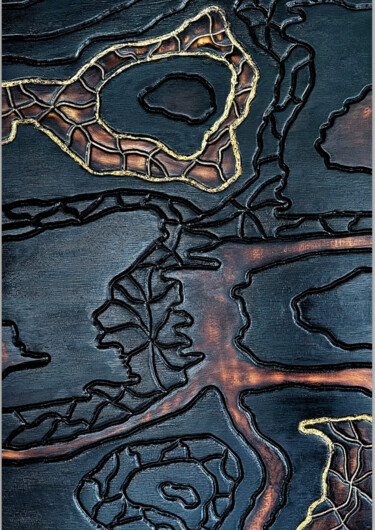 Sculpture titled "Ancient Echoes (GOL…" by Unai Arozena, Original Artwork, Wood
