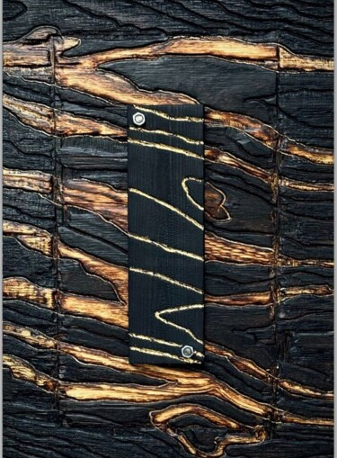 Sculpture titled "LINES OF TIME (GOLD…" by Unai Arozena, Original Artwork, Wood
