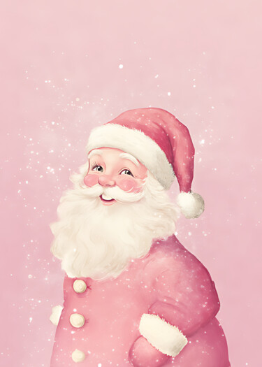 数字艺术 标题为“Charming Pink Santa…” 由春宇 关, 原创艺术品, AI生成的图像 安装在纸板上