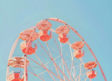 数字艺术 标题为“Pastel Ferris Wheel…” 由春宇 关, 原创艺术品, AI生成的图像 安装在纸板上
