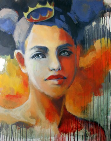 I'm princess Pittura intitolato "I'm princess" da Olga David, Opera d'arte originale, Acrilico Montato su Telaio per barella in legno