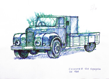 Commer Q4 Superpoise. 1964. Tekening getiteld "Commer Q4 Superpois…" door Götz Wiedenroth, Origineel Kunstwerk, Marker