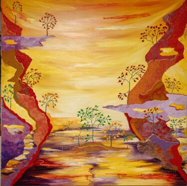 Painting titled "Birth of comets" by Yulian Sukach-Polianetskii & Hlazko, Original Artwork, Oil Mounted on Wood Panel