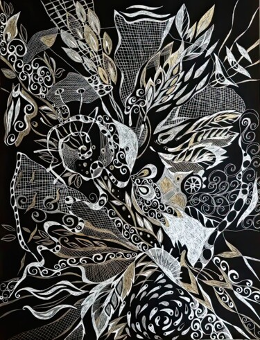 Ζωγραφική με τίτλο "Evening bouquet" από Irina Shumskaya, Αυθεντικά έργα τέχνης, Silverpoint Τοποθετήθηκε στο Χαρτόνι