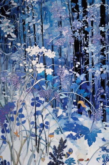 Arts numériques intitulée "Snowy Woodland" par Amanda Moore, Œuvre d'art originale, Image générée par l'IA