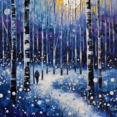 Digitale Kunst getiteld "Winter Stroll" door Amanda Moore, Origineel Kunstwerk, AI gegenereerde afbeelding