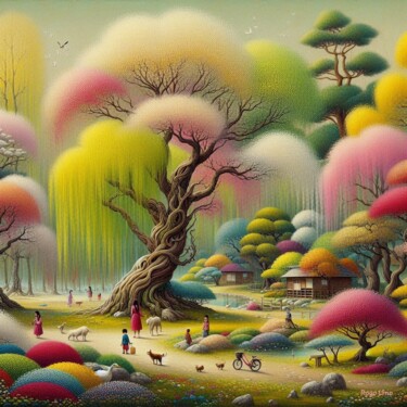 El árbol de los mil colores. Цифровое искусство под названием "El árbol de los mi…" - Rogo Lino, Подлинное произведение искусства, Изображение, сгенерир…
